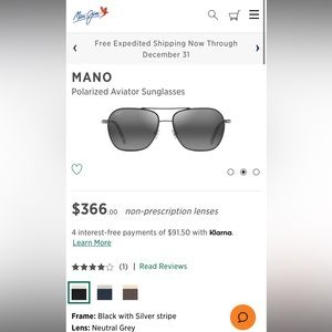 Maui Jim MANO polarized aviator sunglasses